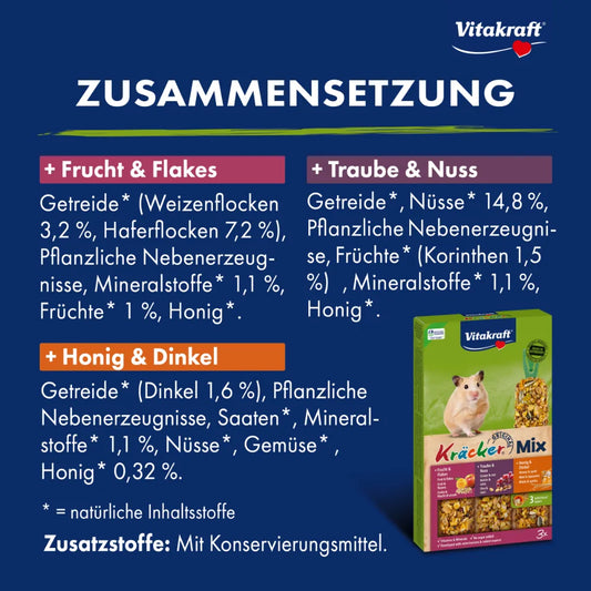 Vitakraft Kräcker® Mix + Honig / Nuss / Frucht