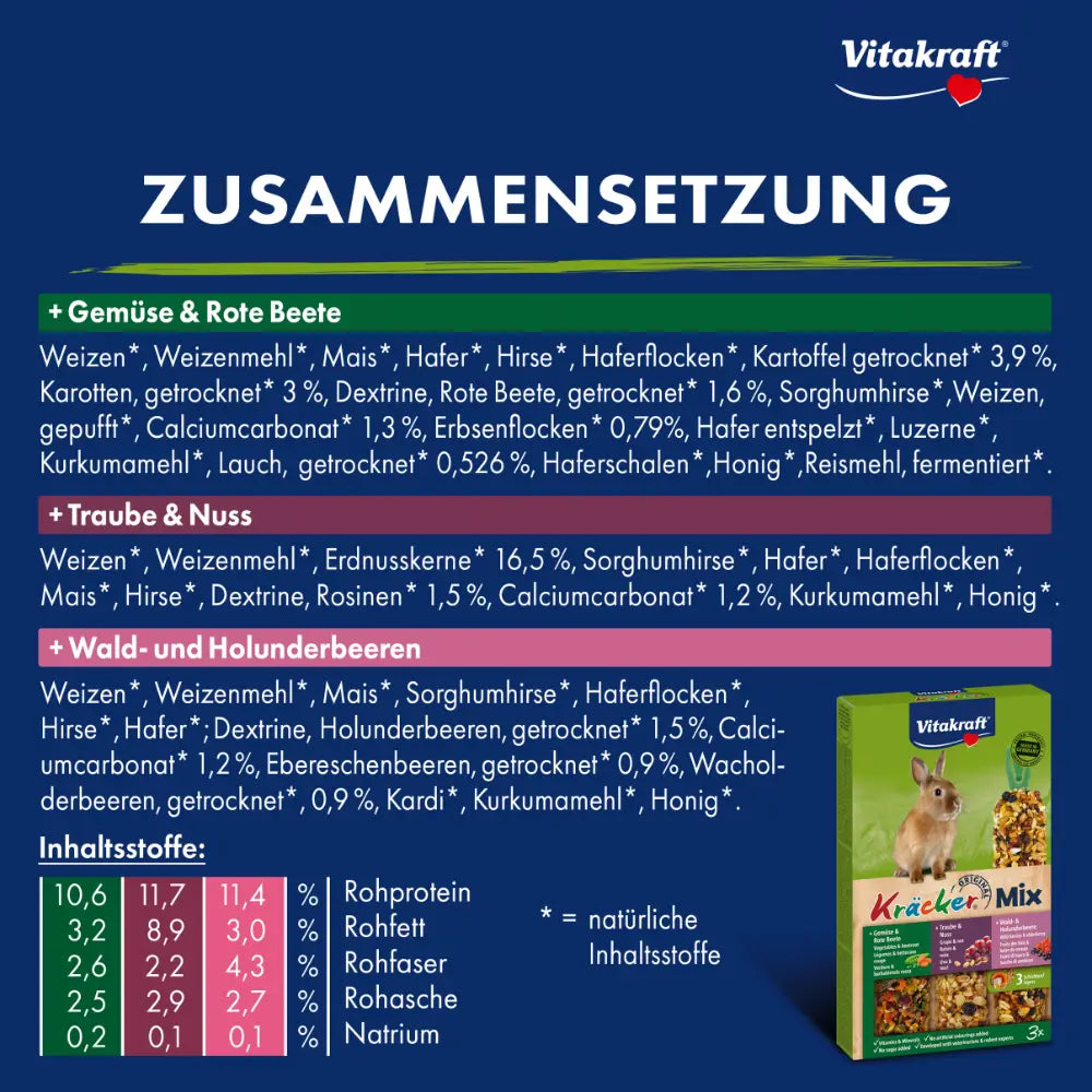 Vitakraft Kräcker® Mix + Gemüse / Nuss / Waldbeere