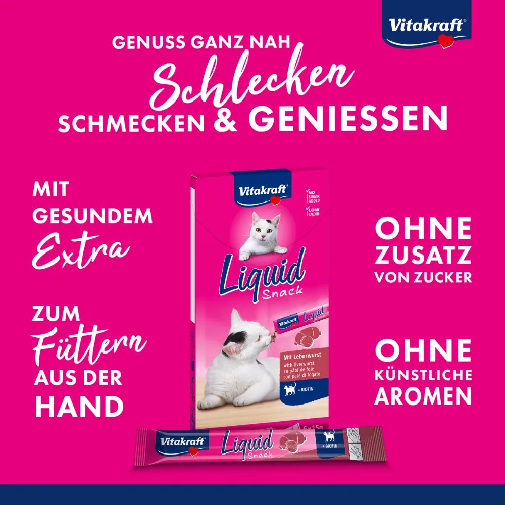 Vitakraft LiquidSnack Leberwurst + Biotin 6x15g