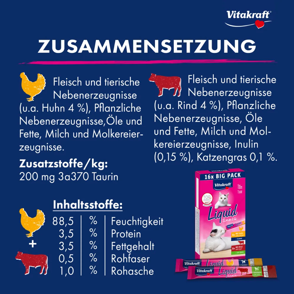 Vitakraft Liquid Snack Multipack Huhn + Rind 16x15g