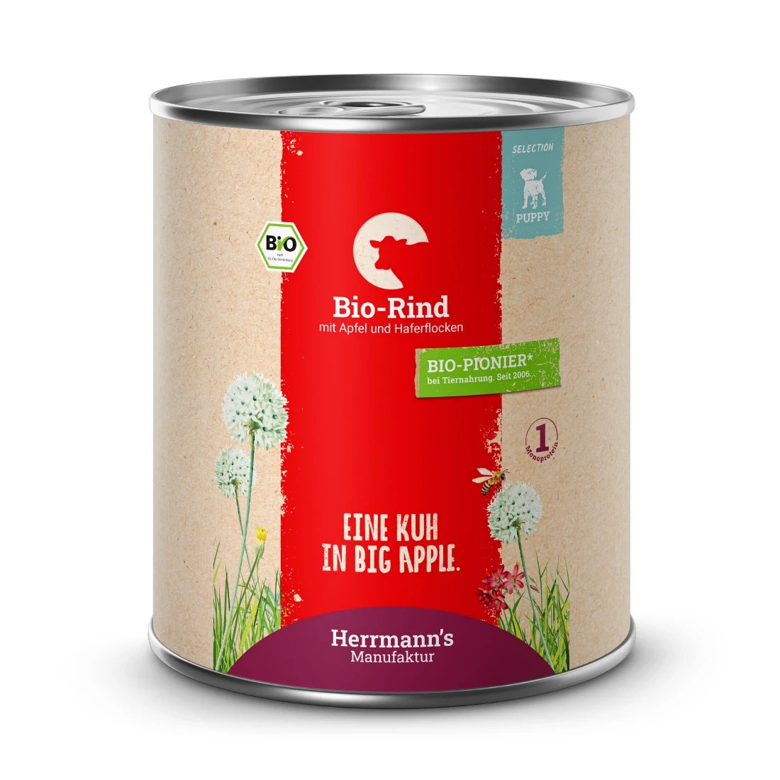 Herrmanns Selection Puppy Bio Rind mit Apfel und Haferflocken