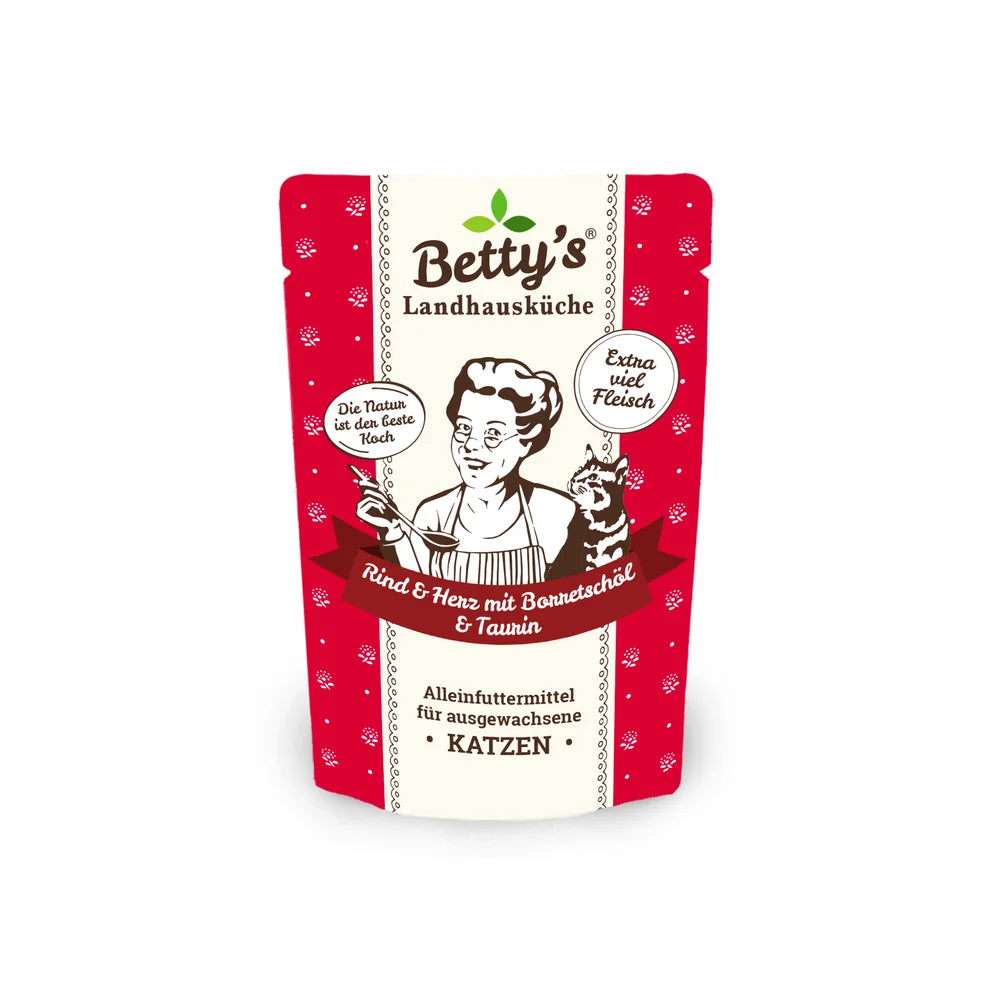 Betty's Landhausküche Frischebeutel Rind & Herz mit Borretschöl 100g