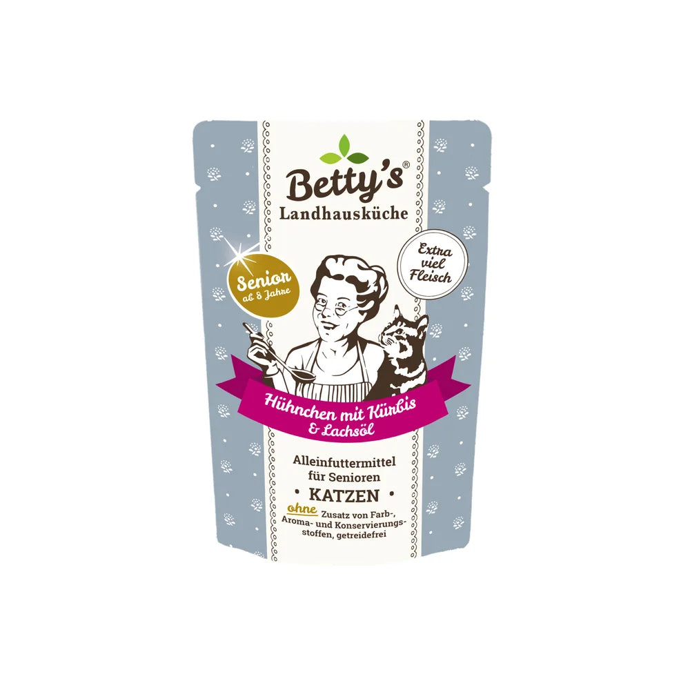Betty's Landhausküche Senior Frischebeutel Hühnchen, Kürbis & Lachsöl 100g