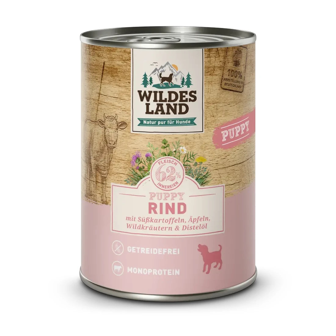 Wildes Land Puppy mit Rind Süßkartoffel & Äpfeln 400g