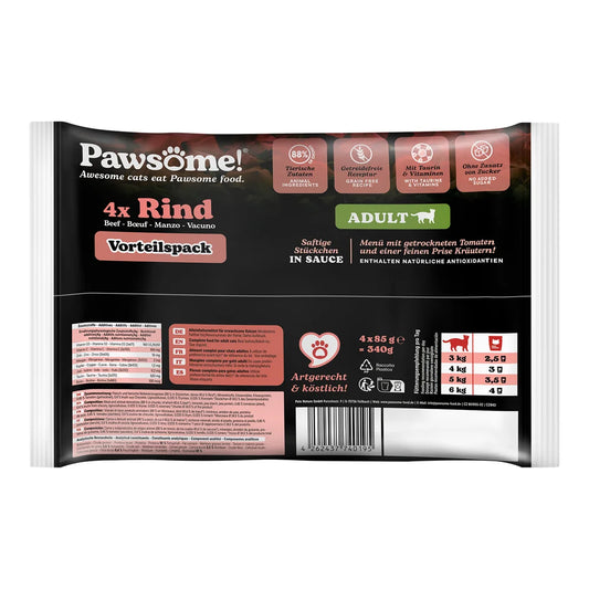 Pawsome Adult Rind 85g 4er Flowpack