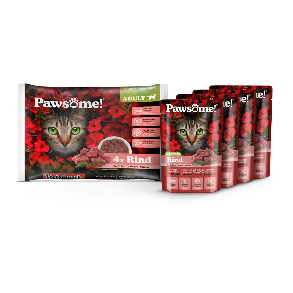 Pawsome Adult Rind 85g 4er Flowpack