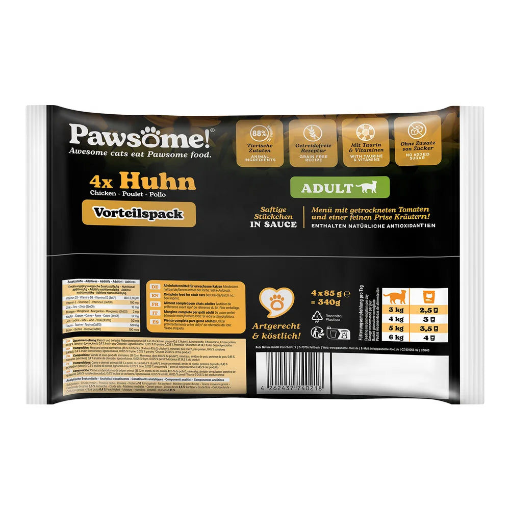 Pawsome Adult Huhn 85g 4er Flowpack