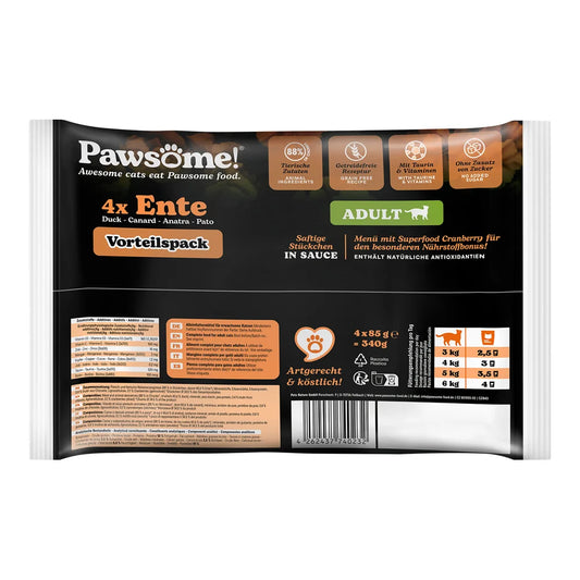 Pawsome Adult Ente 85g 4er Flowpack