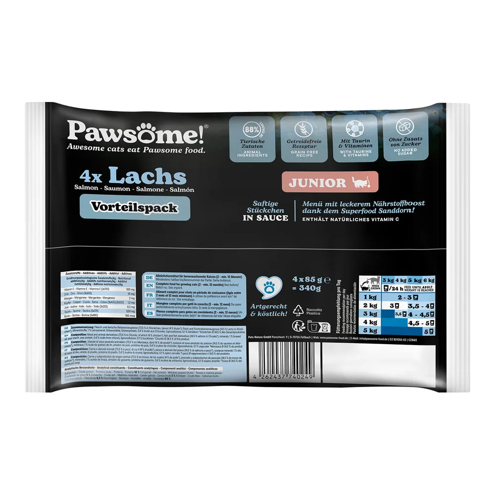 Pawsome Junior Lachs 85g 4er Flowpack