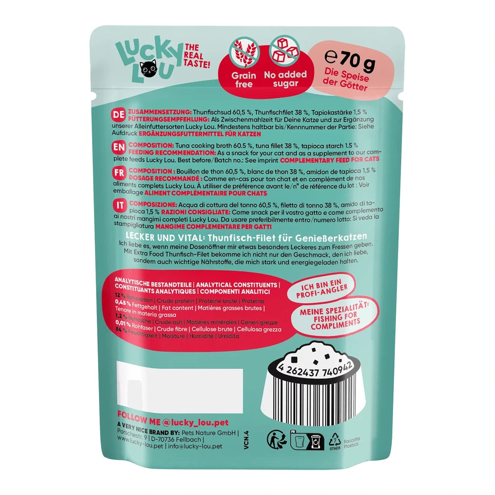 Lucky Lou EXTRA FOOD Thunfischfilet in Jelly 70g Pouch