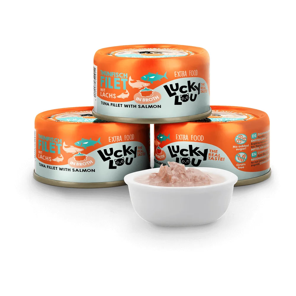 Lucky Lou EXTRA FOOD Thunfisch & Lachs in Broth 70g Dose