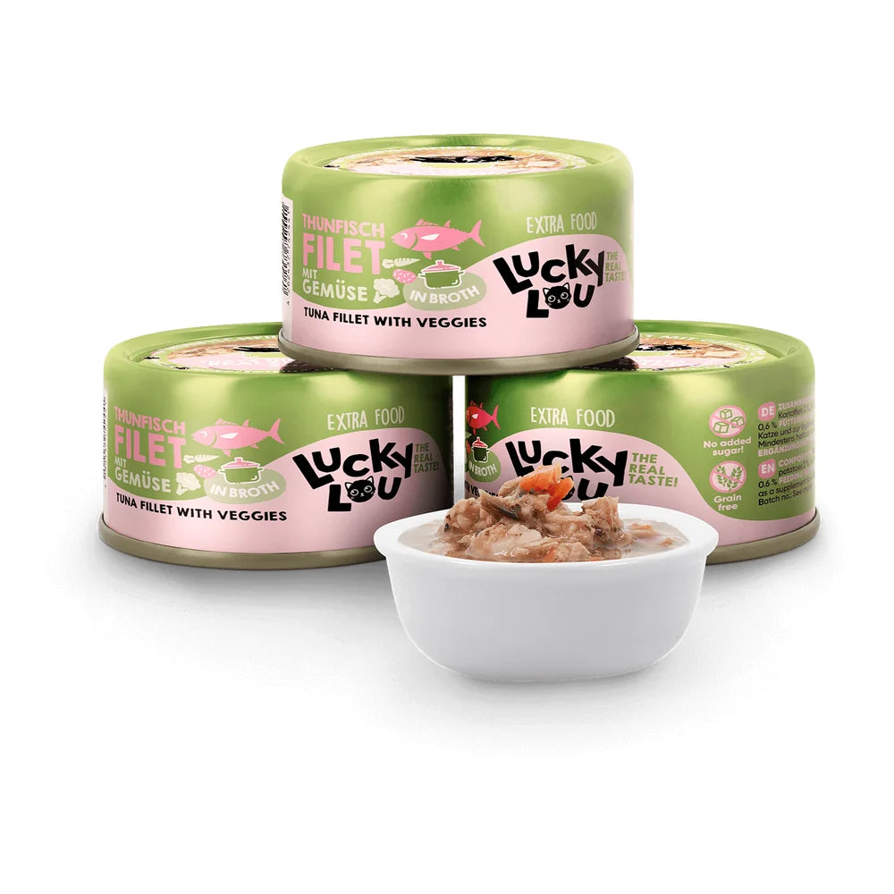 Lucky Lou EXTRA FOOD Thunfisch mit Gemüse in Broth 70g Dose