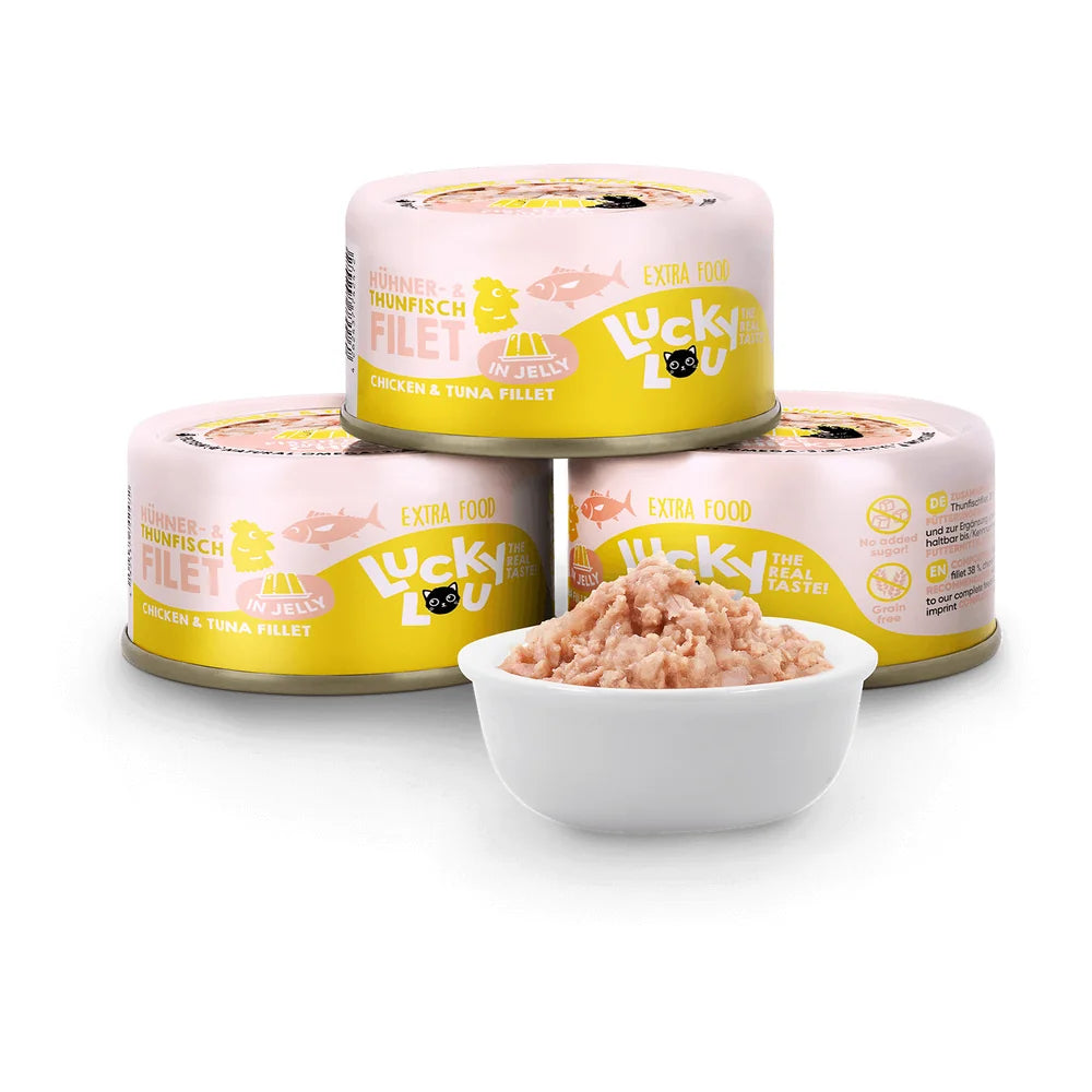 Lucky Lou EXTRA FOOD Thunfisch- & Hühnerfilet in Jelly 70g Dose