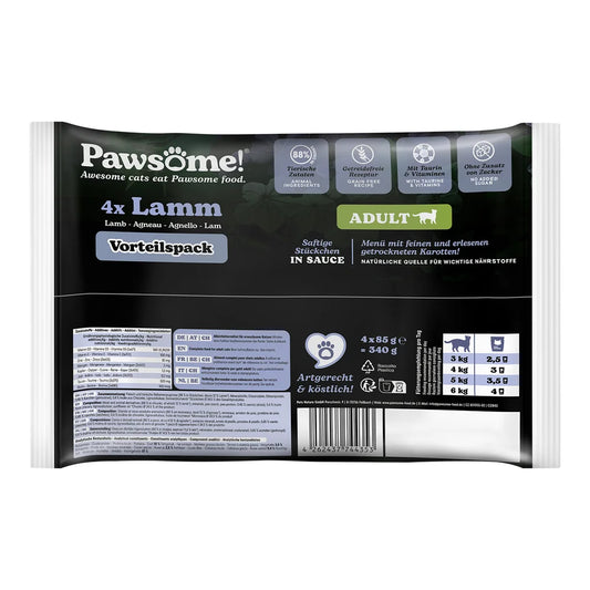 Pawsome Adult Lamm 85g 4er Flowpack