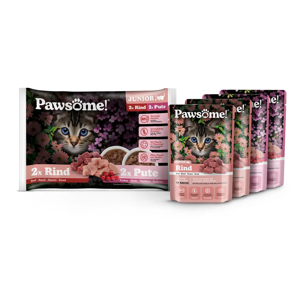 Pawsome Junior Rind & Pute Mixpack 4x85g