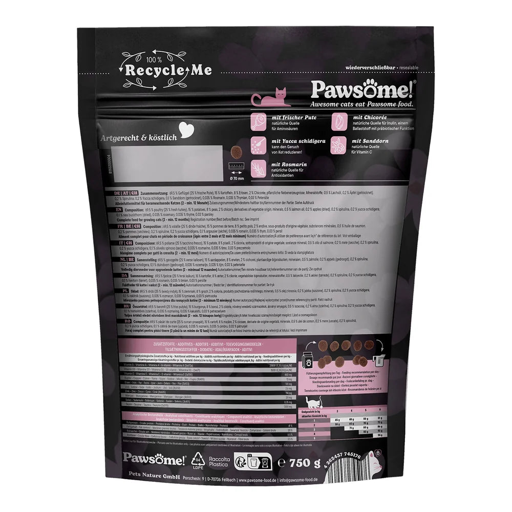 Pawsome Fresh & Dry Junior Pute 750g