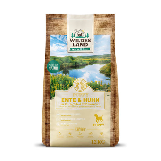Wildes Land Puppy Ente und Huhn mit Kartoffeln