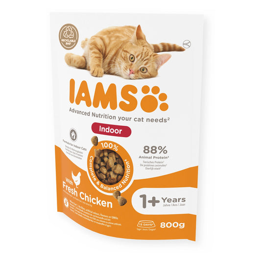 IAMS Trockenfutter Indoor Adult mit frischem Huhn 800g