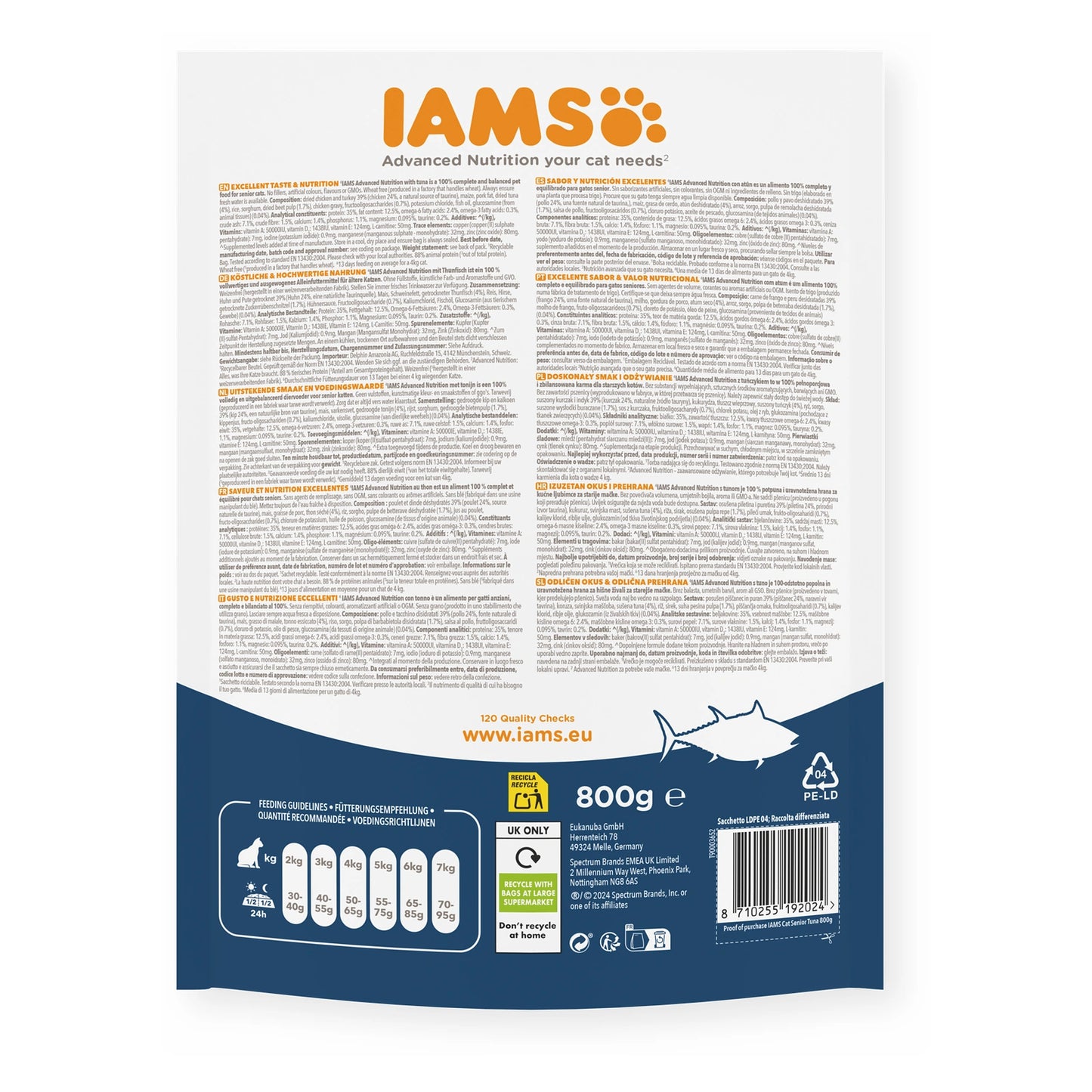 IAMS Trockenfutter für ältere Katzen mit Thunfisch 800g