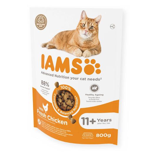 IAMS Trockenfutter Senior 11+ mit frischem Huhn 800g