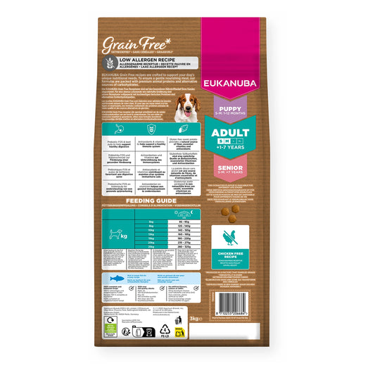 EUKANUBA Grain FreeAdult mit Seefisch für kleiner/mittelgroßer Rassen 3kg