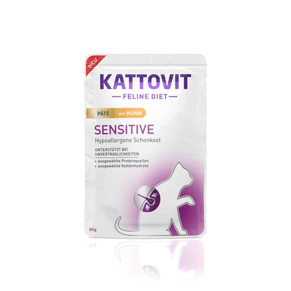 Kattovit Feline Diet Paté Pouchbeutel Sensitive Huhn 85g