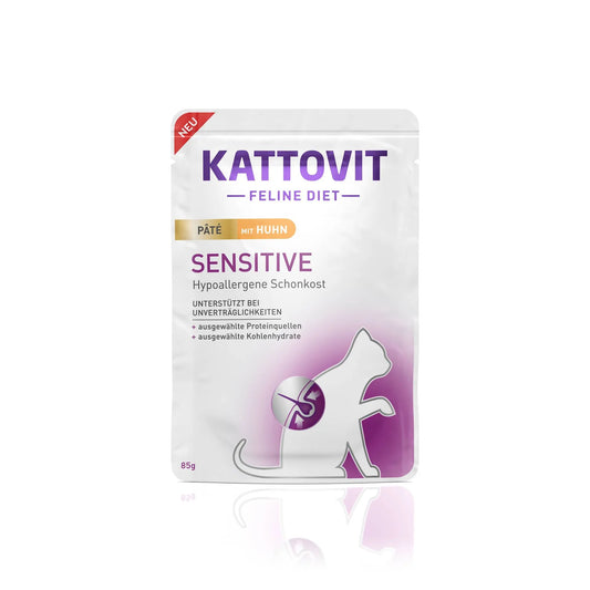 Kattovit Feline Diet Paté Pouchbeutel Sensitive Huhn 85g