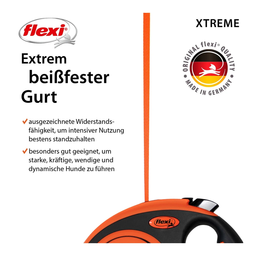 Flexi XTREME M mit Gurt 5m - schwarz/orange