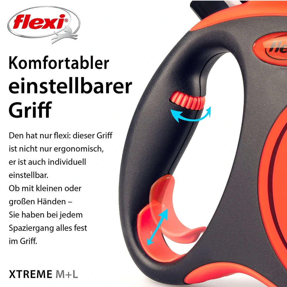 Flexi XTREME L mit Gurt 5m - schwarz/orange