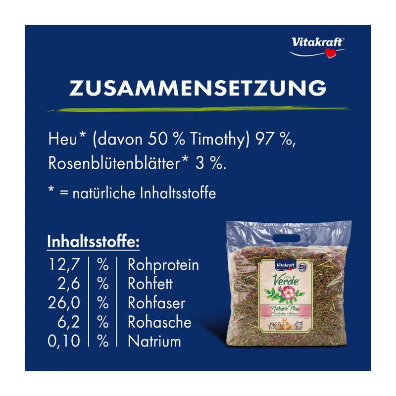 Vitakraft Vita Verde® Heu & Wildrose, 500g
