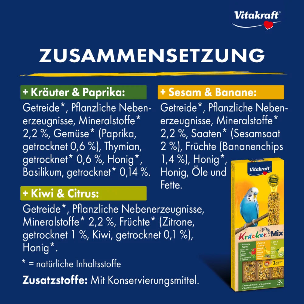 Vitakraft Kräcker® Mix + Banane / Kräuter / Kiwi