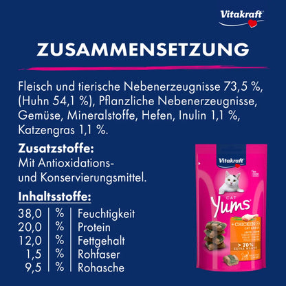 Vitakraft Cat Yums® + Huhn & Katzengras 40g