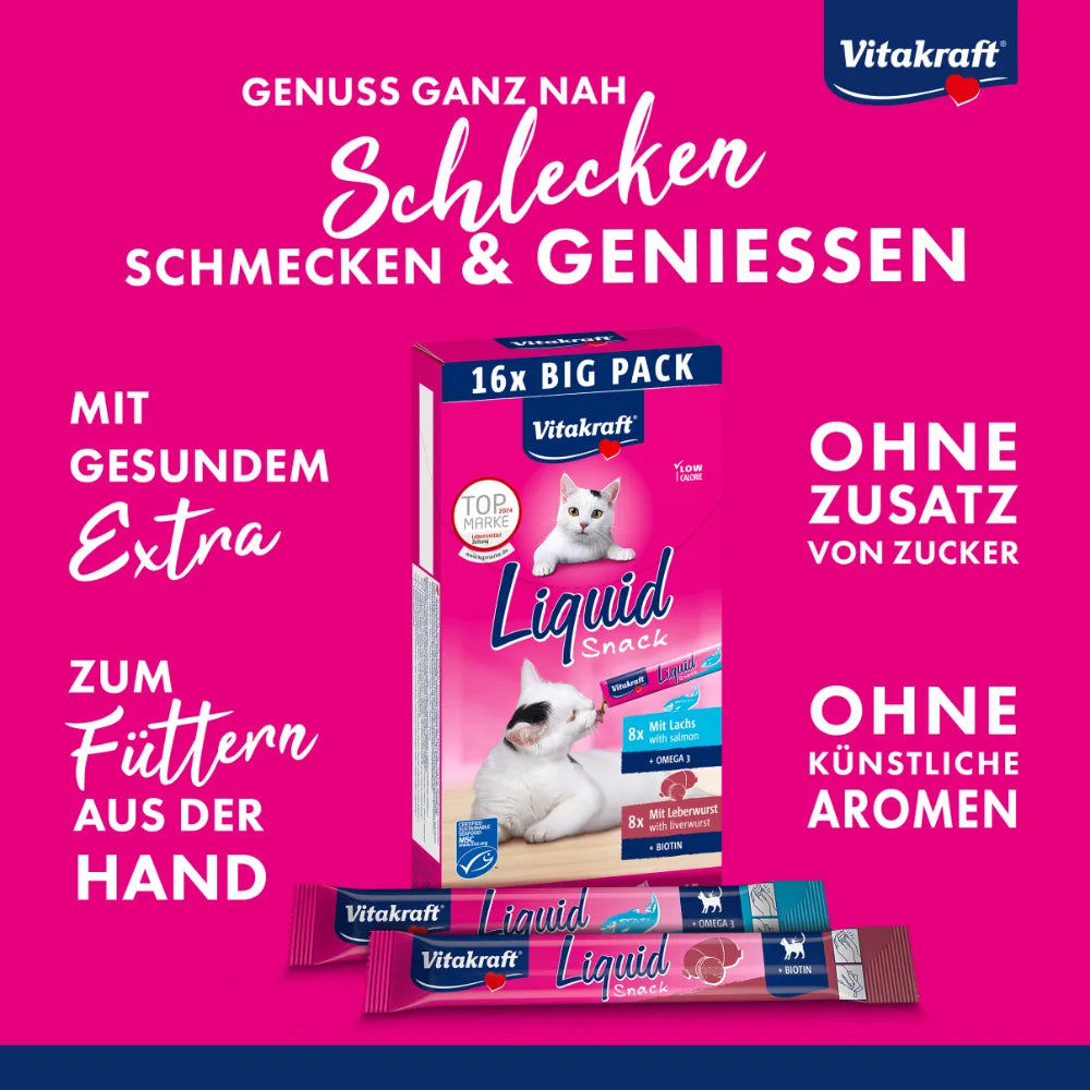 Vitakraft Liquid Snack Multipack Leberwurst + Lachs 16x15g