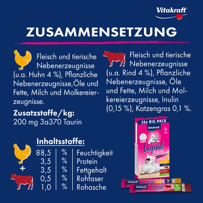 Vitakraft Liquid Snack Multipack Huhn + Rind 16x15g
