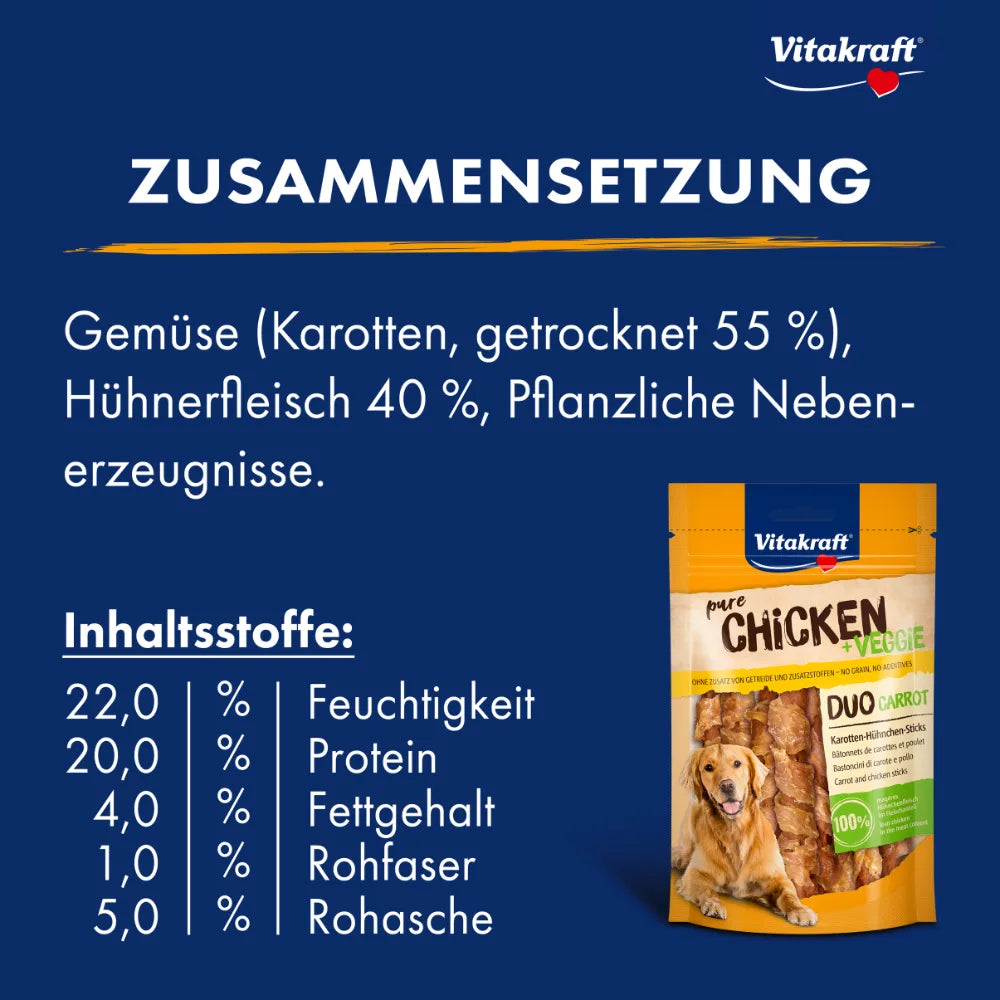 Vitakraft CHICKEN + VEGGIE DUO CARROT Karotten-Hühnchen-Sticks 80g