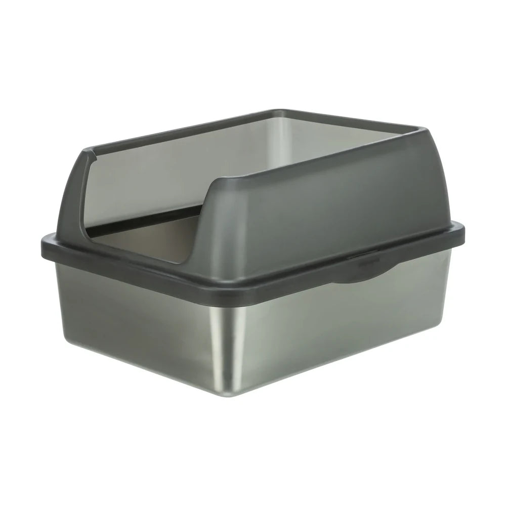 TRIXIE Katzentoilette Niro aus Edelstahl, offen mit hohem Rand 40x29x52cm