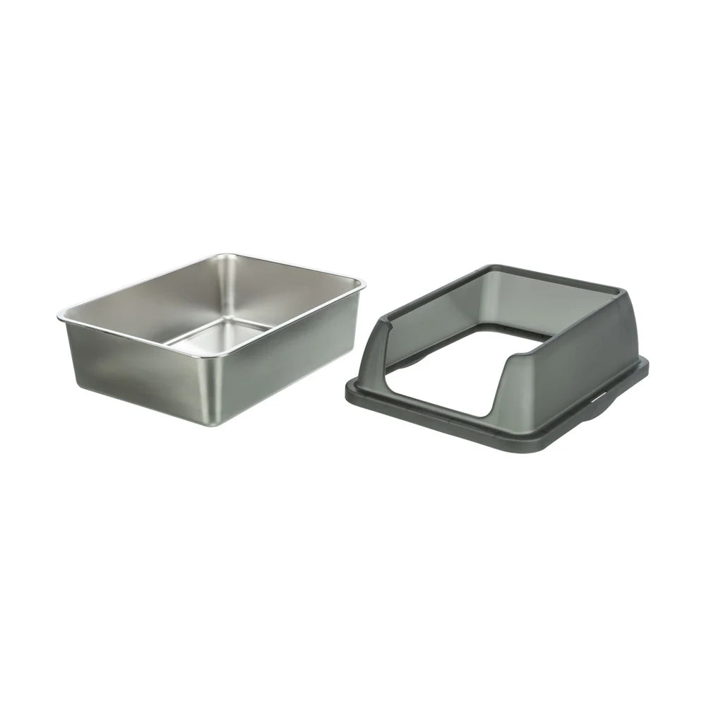 TRIXIE Katzentoilette Niro aus Edelstahl, offen mit hohem Rand 40x29x52cm