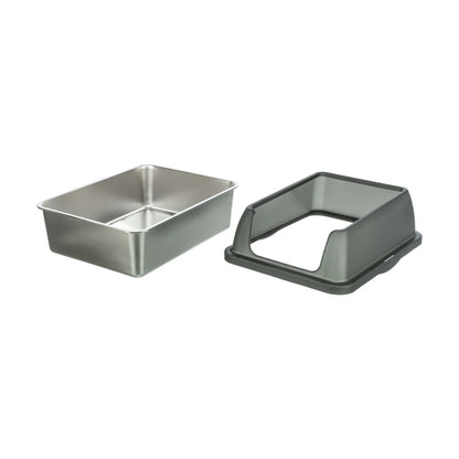 TRIXIE Katzentoilette Niro aus Edelstahl, offen mit hohem Rand 40x29x52cm