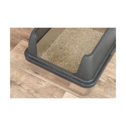 TRIXIE Katzentoilette Niro aus Edelstahl, offen mit hohem Rand 40x29x52cm