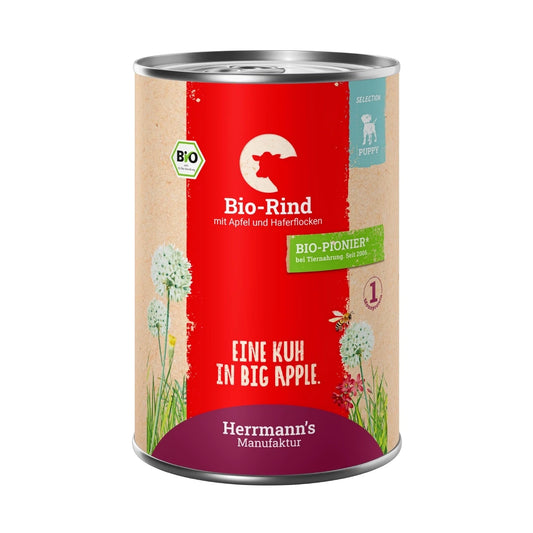 Herrmanns Selection Puppy Bio Rind mit Apfel und Haferflocken
