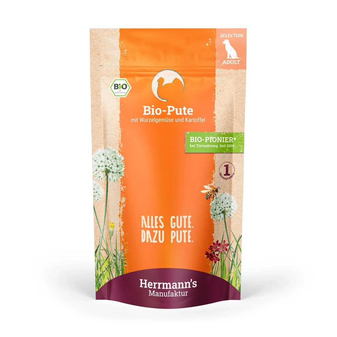 Herrmanns Selection Adult Bio Pute mit Wurzelgemüse, Kartoffeln
