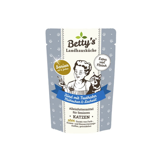 Betty's Landhausküche Senior Frischebeutel Rind & Truthahn, Möhrchen & Lachsöl 100g