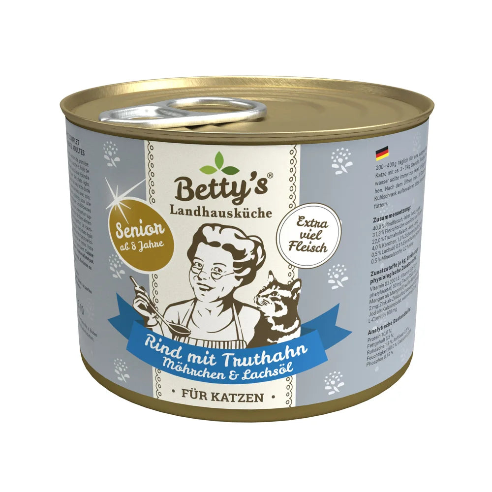 Betty's Landhausküche Senior Rind & Truthahn, Möhrchen & Lachsöl