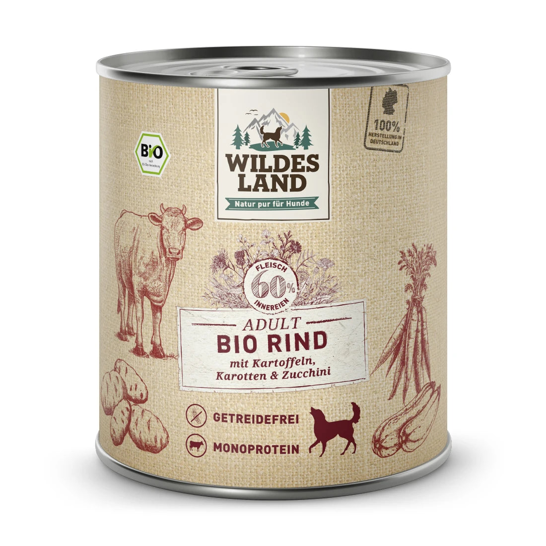 Wildes Land Bio Rind mit Kartoffeln & Zucchini