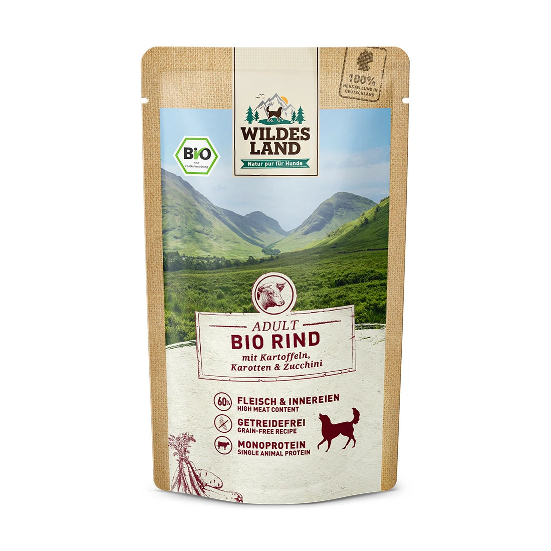 Wildes Land Bio Rind mit Kartoffeln & Zucchini