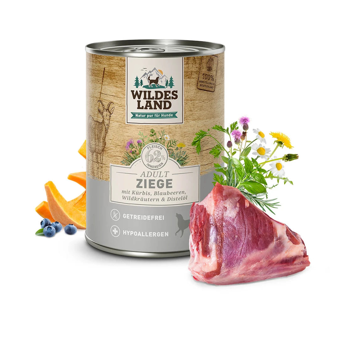 Wildes Land Ziege mit Kürbis & Blaubeeren