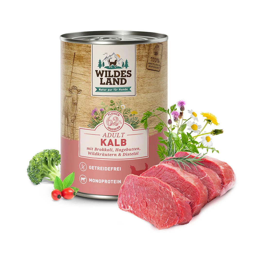 Wildes Land Kalb mit Brokokoli & Karotten
