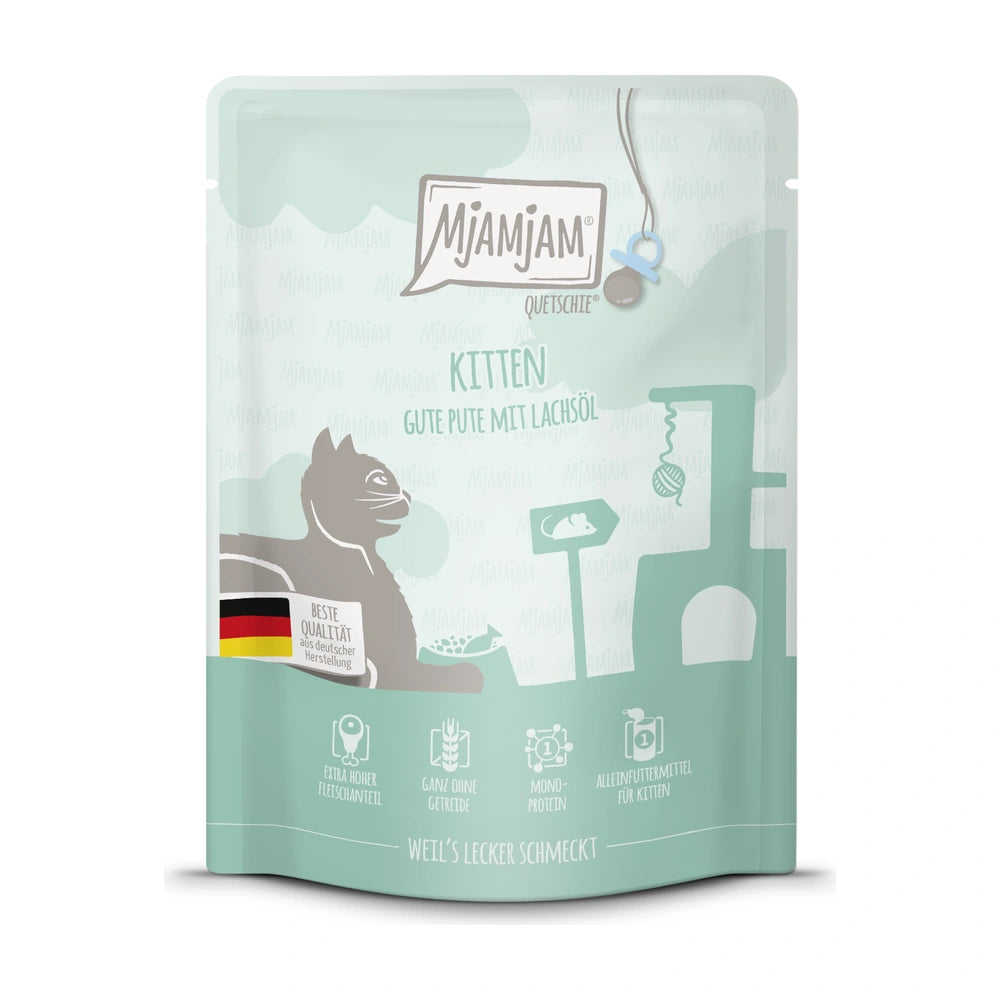 MjAMjAM Quetschie - Kitten gute Pute mit Lachsöl