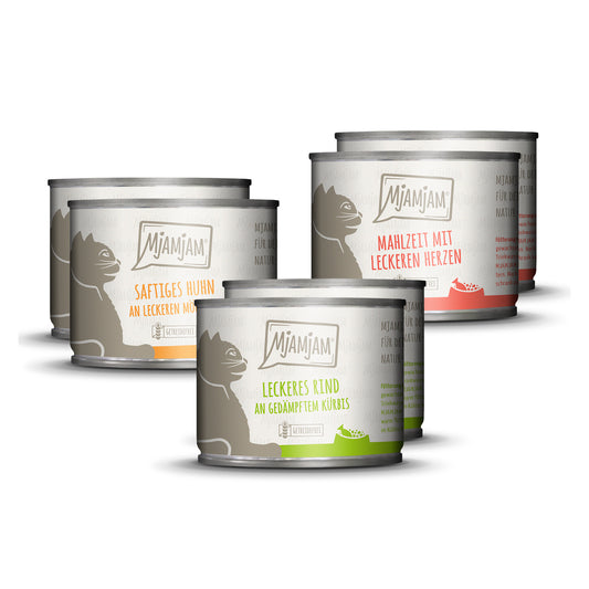MjAMjAM - leckere Mahlzeiten Mixpaket I für deine Katze 6 x 200g