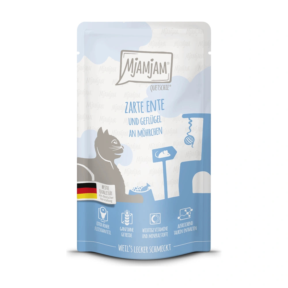 MjAMjAM Quetschie - zarte Ente & Geflügel an leckeren Möhrchen